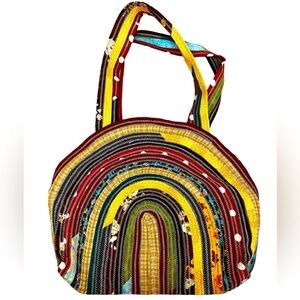 Handmade Multi-Pattern Stitched Somewhere Over the Rainbow Shoulder Bag